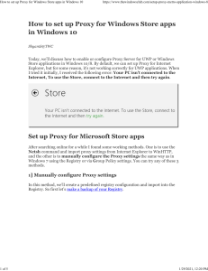 Setup Proxy for Windows Store Apps in Win10