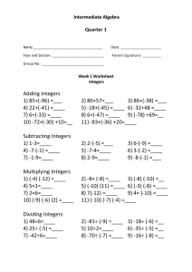worksheet 1- integers