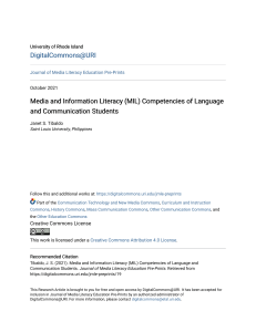 Media and Information Literacy (MIL) Competencies of Language and
