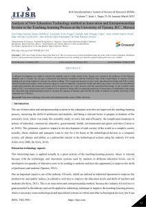 Analysis of New Education Technology method as Innovation and Entrepreneurship System in the Teaching-learning Process at the University of Tijuana, B.C., Mexico