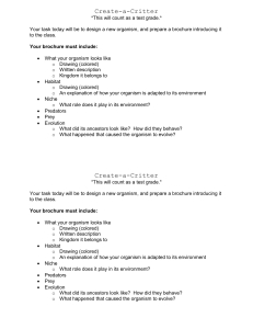 Create-a-Critter Worksheet: Design a New Organism