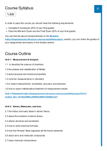 Chemistry Course Syllabus