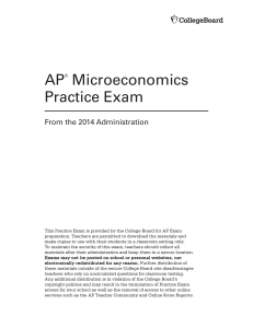 2014 AP Microeconomics Practice Exam MCQ Multiple Choice Questions with Answers Advanced Placement