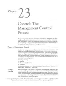 Chapter 23 - Control- The Management Control Process