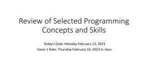 Review of Selected Programming Skills for Exam 11