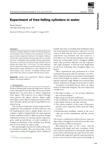 Experiment of free falling cylinders in water