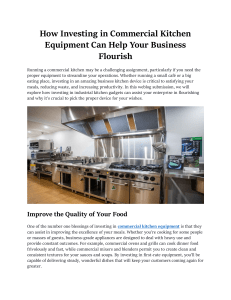 How Investing in Commercial Kitchen Equipment Can Help Your Business Flourish