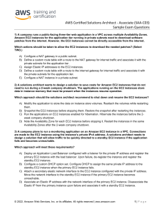 AWS Solutions Architect Associate Sample Exam Questions