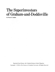 The Superinvestors of Graham nad Doddsville - Buffett