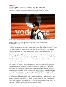 Google explores Vodafone Idea stake as part of India push