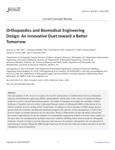 Orthopaedics and Biomedical Engineering