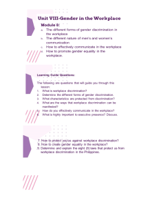 Gender in the Workplace Module: Discrimination & Equality