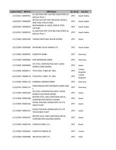 Manufacturer List: Plant Dates, MFR IDs, Names & Locations