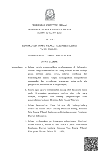 Perda Kab.Sleman No. 12 Tahun 2012 ttg Rencana Tata Ruang Wilayah Kabupaten Sleman Tahun 2011-2031