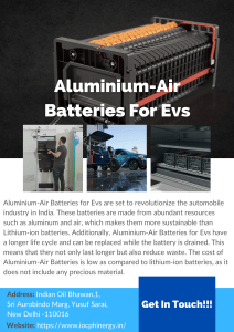 Aluminium-Air Batteries For Evs