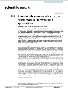 A monopole antenna with cotton fabric material for wearable applications