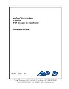 AirSep Centrox PSA Concentrator - Technical manual