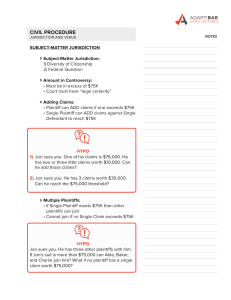 Civil Procedure: Jurisdiction & Venue Lecture Notes