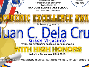Certificate for Academic Excellence Award
