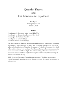 Quantity Theory and the Continuum Hypothesis