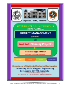 MODULE 02  Project Mananagement  -2022  BY. Dr. S B Mallur