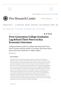 First-Generation College Graduates Lag Behind Their Peers on Key Economic Outcomes   Pew Research Center
