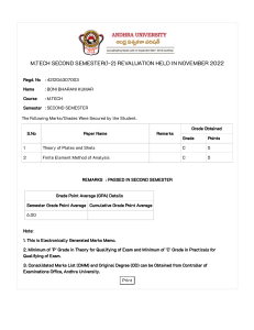 M.Tech Revaluation Marks Memo - Boni Bharani Kumar