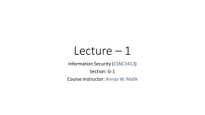 Lecture 1 Information Security 