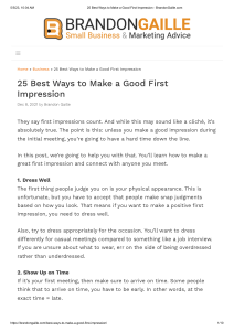 25 Best Ways to Make a Good First Impression - BrandonGaille.com