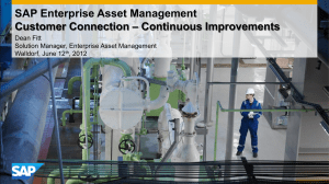 SAP Enterprise Asset Management Customer Connection - Continuous improvements
