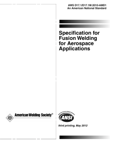 AWS D17.1 2010 Specification for Fusion Welding for Aerospace Applications