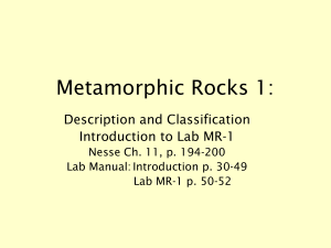 Metamorphic rock description and classification