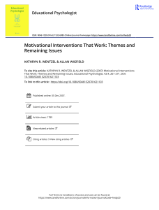 Motivational Interventions That Work Themes and Remaining Issues