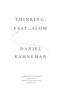 Thinking, Fast and Slow Excerpt: Cognitive Psychology Concepts