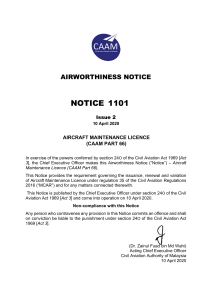 an1101 i2 Aircraft Maintenance Licence