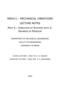 5. MEE 411 Lecture Notes Two Degrees of Freedom
