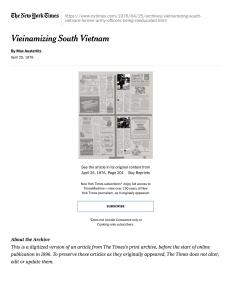 Vieinamizing South Vietnam - The New York Times