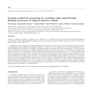 5. Floating seedbed for preparing rice seedlings under unpredictable flooding occurrence at tropical riparian wetland
