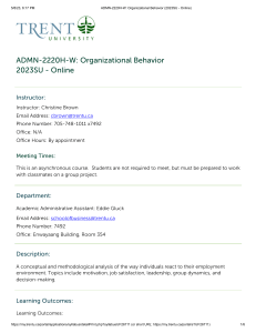 ADMN-2220H-W  Organizational Behavior (2023SU - Online)