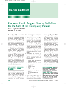 Proposed Plastic Surgical Nursing Guidelines for the Care of the Rhinoplasty Patient