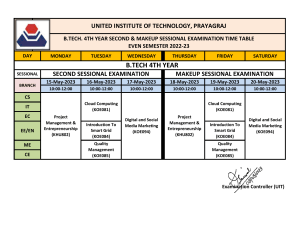 TIME TABLE SECOND & MAKE UP SESSIONAL 4TH YEAR 2022-23 EVEN