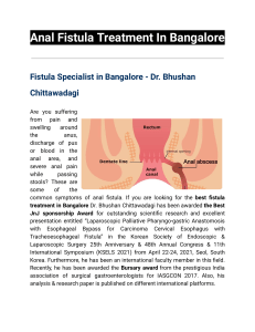 Anal Fistula Treatment In Bangalore