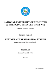 Restaurant Reservation System Project Report