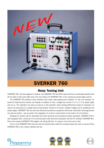 SVERKER 760 Relay Testing Unit Technical Manual