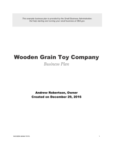 Sample Business Plan - Wooden Grain Toy Company