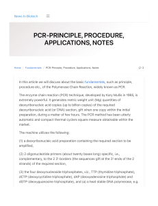 PCR-Principle, Procedure, Applications, Notes - News In Biotech