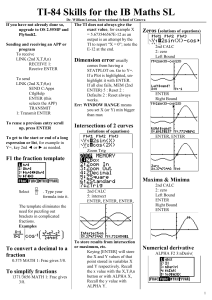 TI-84 Skills for the IB Maths SL