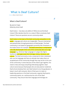 What is Deaf Culture    DEAF CULTURE CENTRE