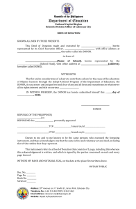 SAMPLE - DEED OF DONATION AND ACCEPTANCE