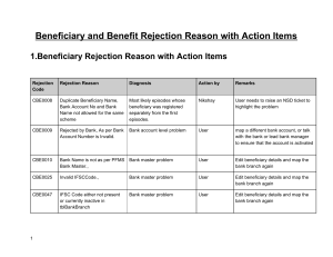 Beneficiary and Benefit Rejection Reason